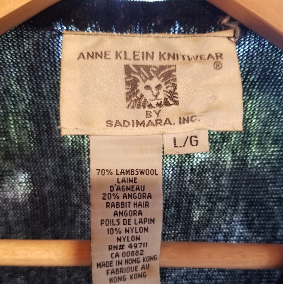 Large Anne Klein Knitwear ladies Sequin Sweater black rainbow long sleeve v neck - Picture 8 of 11